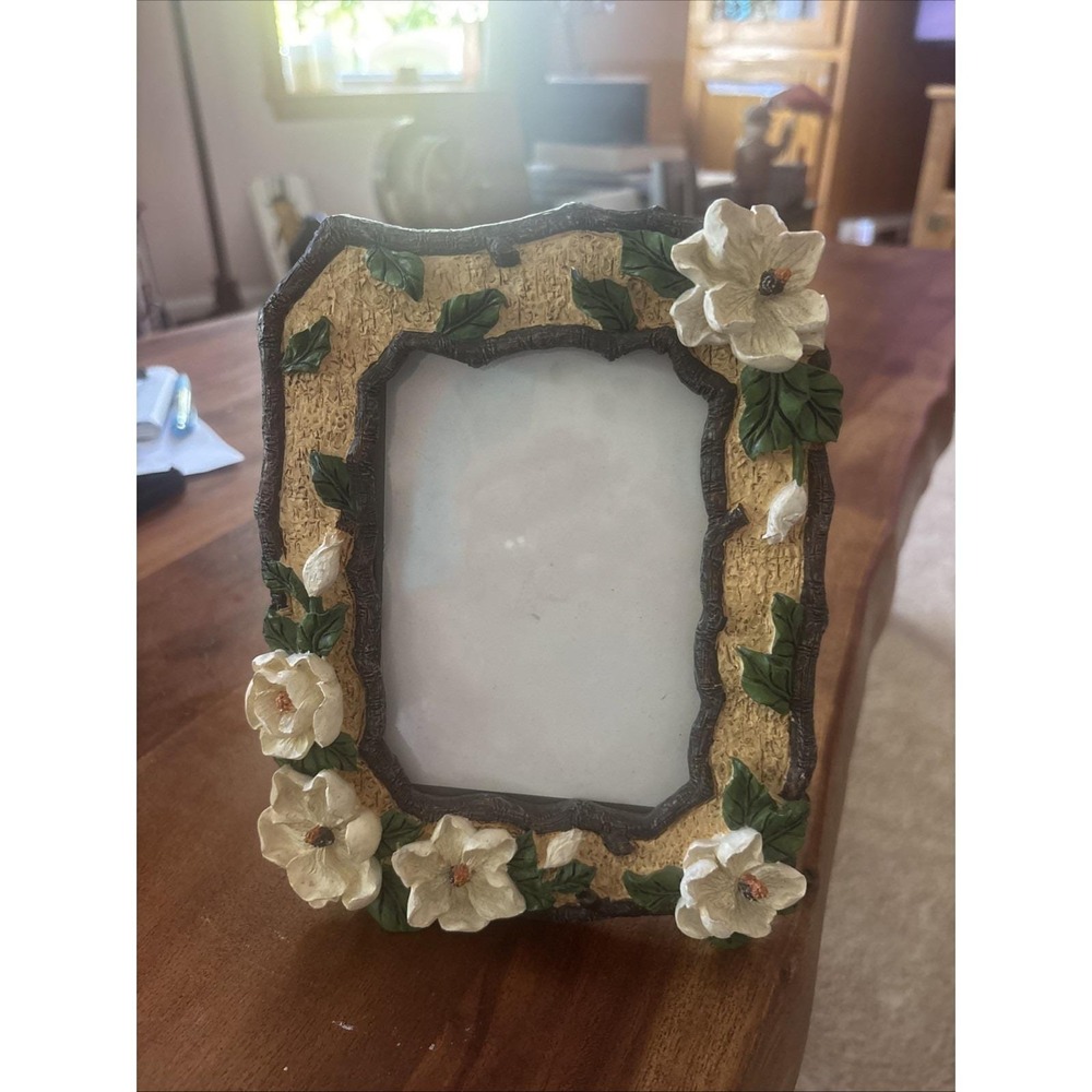 CBK Magnolia Picture Frame Flower 3D Resin 5x7 Fits 3x5 Southern Charm